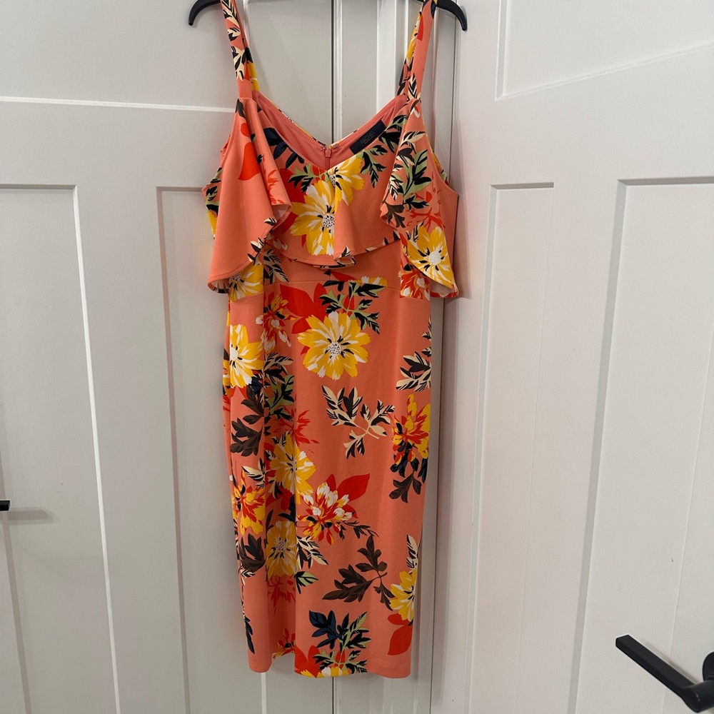 RACHEL Rachel Roy Orange Floral Midi Dress